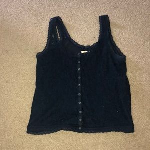 Navy thin strap lace crop top